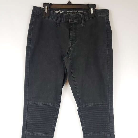Mossimo Denim Mid-Rise Denim Leggings Womens Black Jeans Sz 2 - Picture 1 of 13